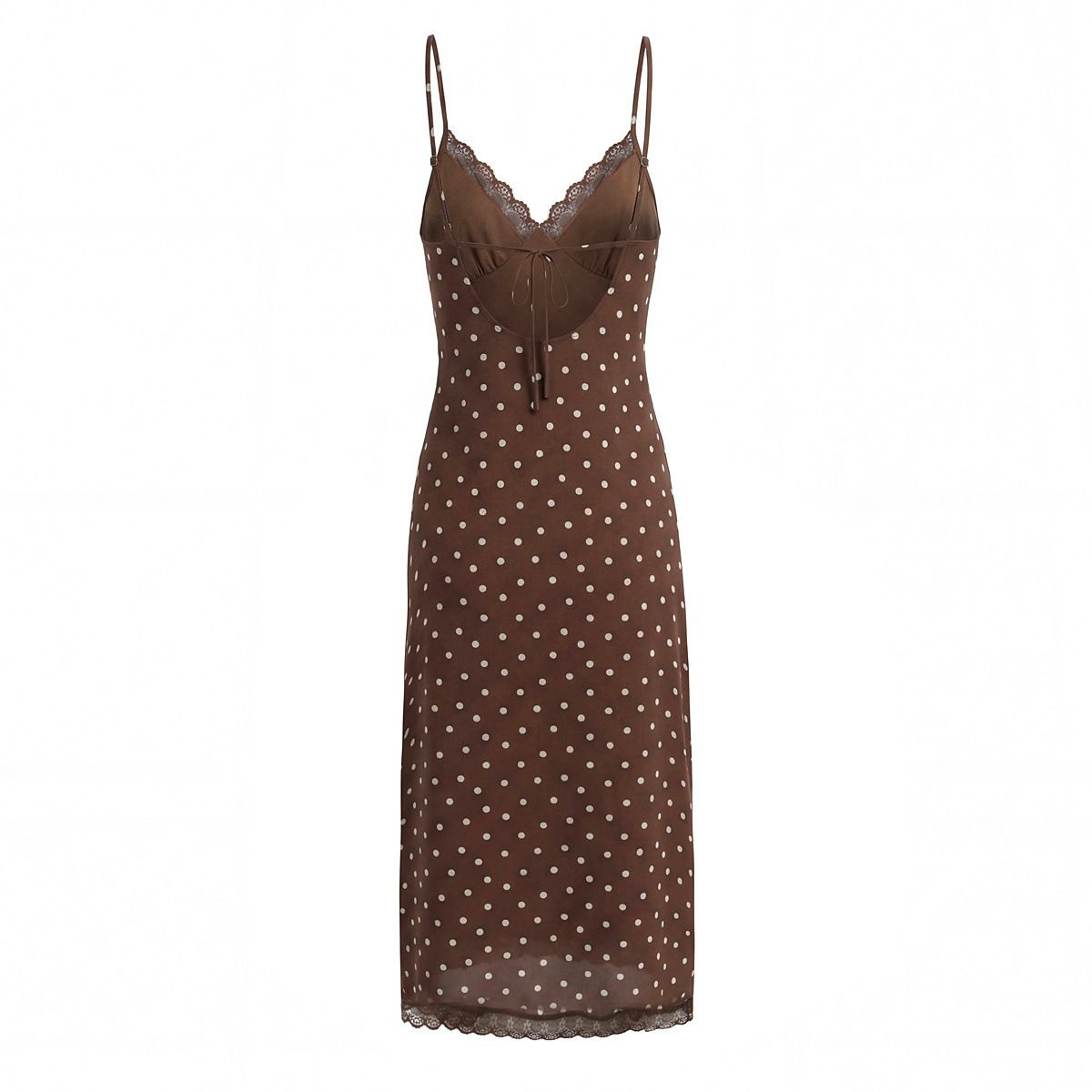 Women's Polka Dot Lace Cami Dress - Sleeveless Backless V-Neck KUN-00167