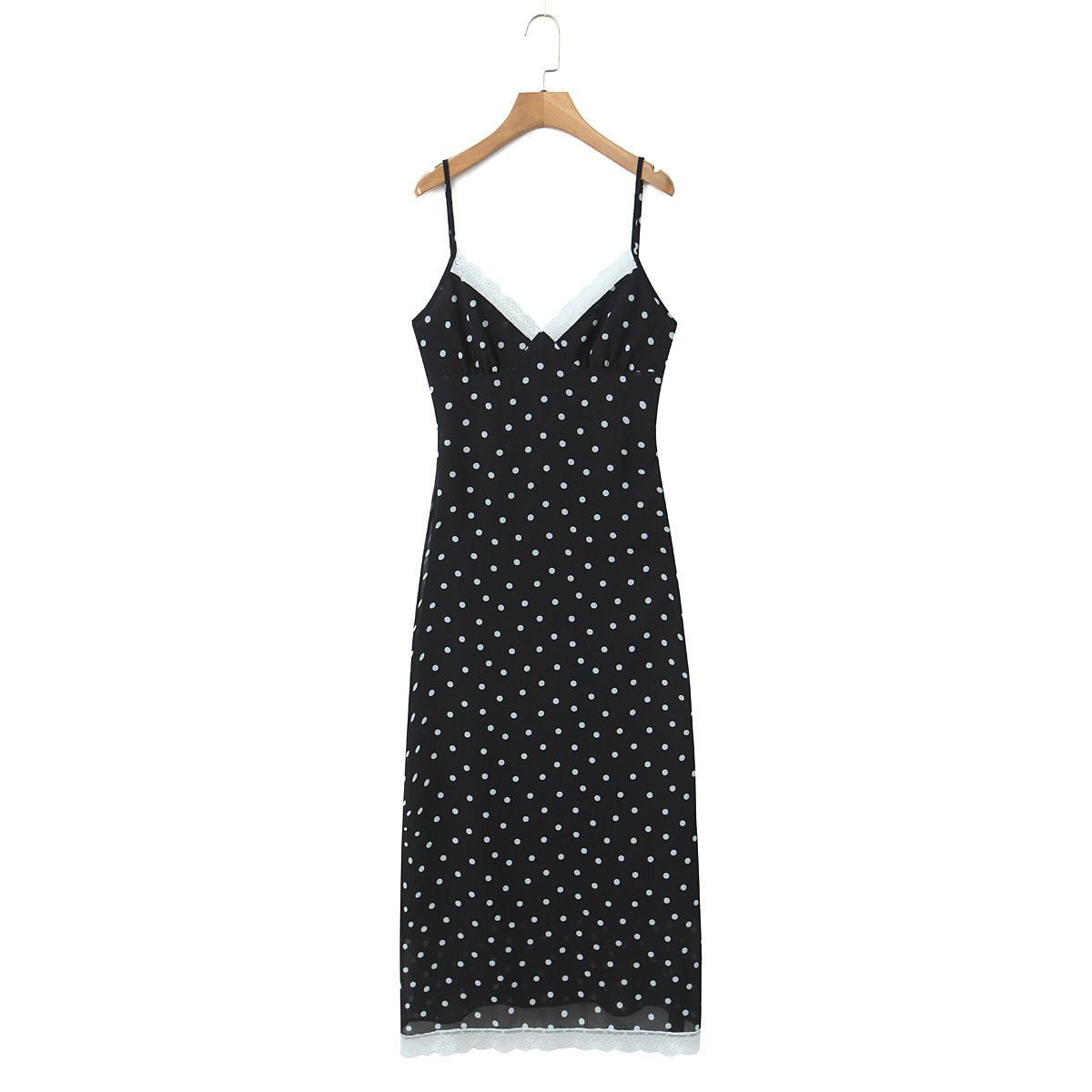 Women's Polka Dot Lace Cami Dress - Sleeveless Backless V-Neck KUN-00167