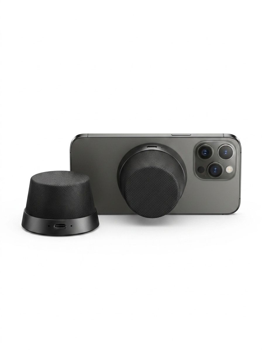 Magnetic Wireless Bluetooth 5.3 Speaker with Phone Stand, 40mm Driver, 360° Surround Sound, TWS Stereo Pairing, IPX6 Waterproof Portable Speaker