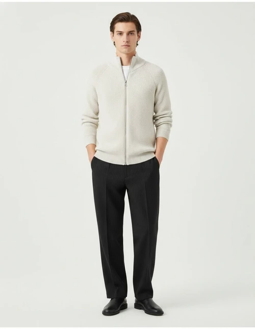 Men's Mock Neck Zip Knit Sweater Casual Daily Outerwear