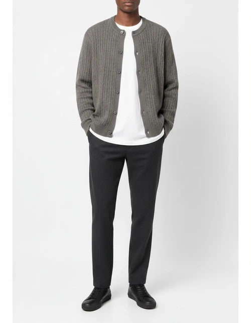 Men's Retro Cable Knit Oversized Button Soft Texture Cardigan Sweater