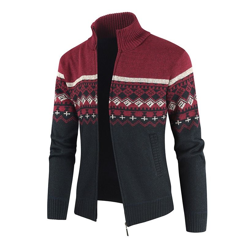 Men's Fashion Slim Fit Jacquard Knit Cardigan Sweater