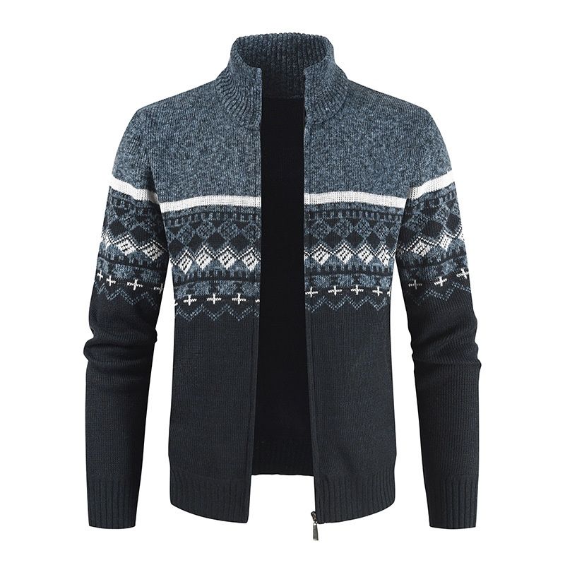 Men's Fashion Slim Fit Jacquard Knit Cardigan Sweater