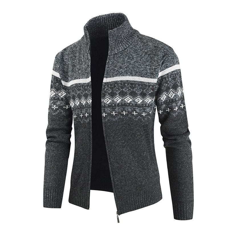 Men's Fashion Slim Fit Jacquard Knit Cardigan Sweater