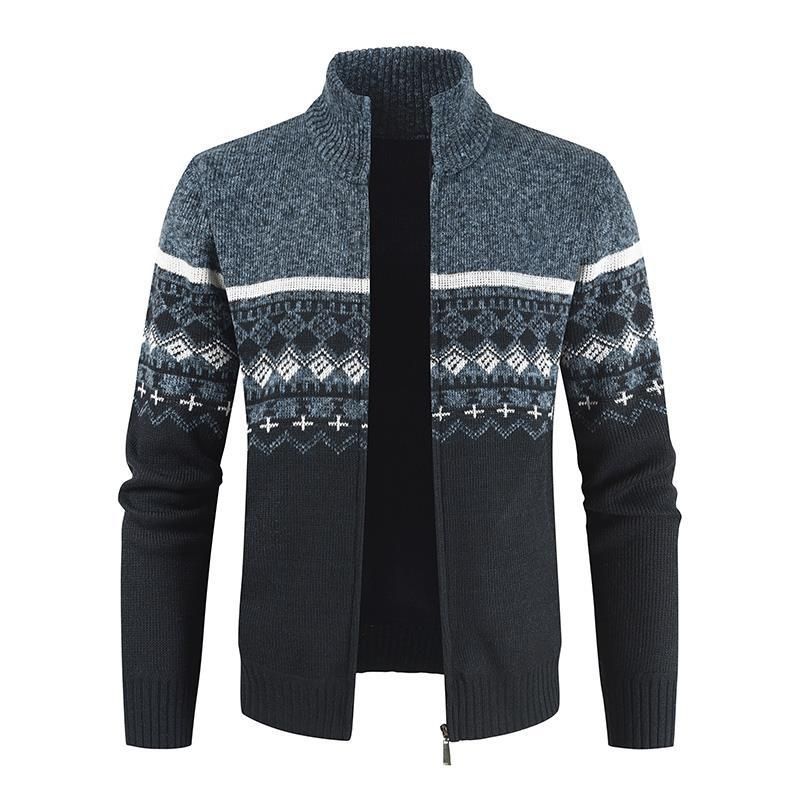 Men's Fashion Slim Fit Jacquard Knit Cardigan Sweater