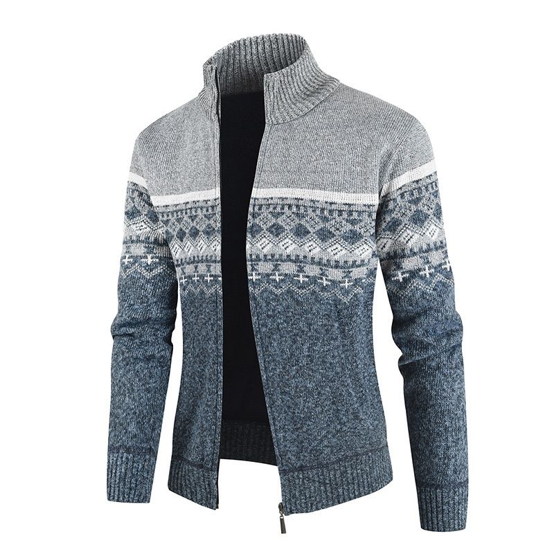 Men's Fashion Slim Fit Jacquard Knit Cardigan Sweater