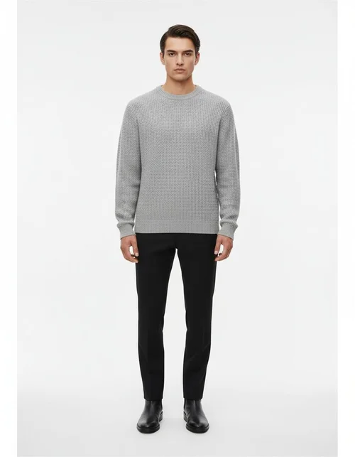 Pull en maille à col rond pour homme, coupe ample, manches longues