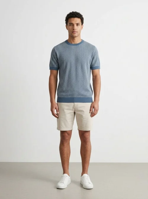 T-shirt à manches courtes en maille texturée pour homme