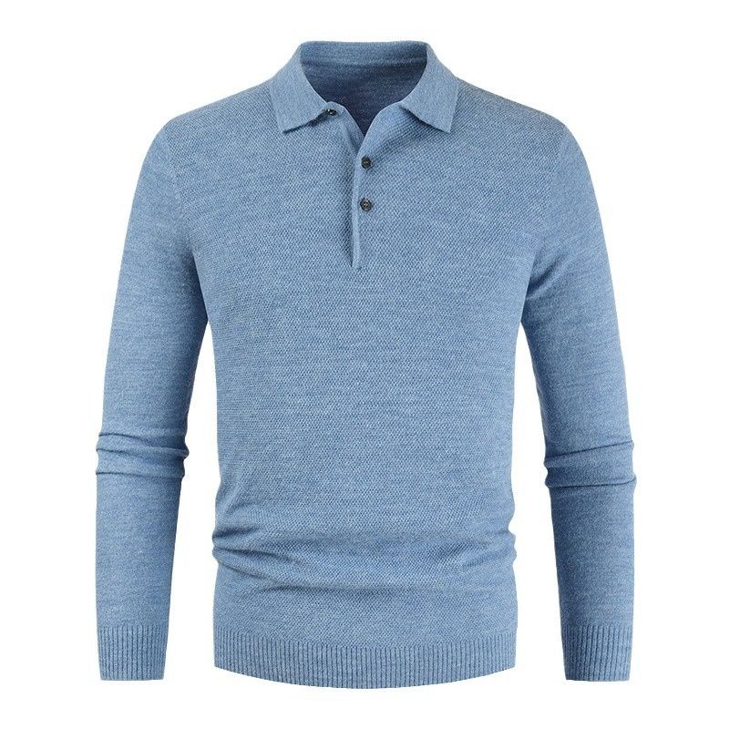 Men's Simple Solid Color Pullover Casual Knit Polo Shirt