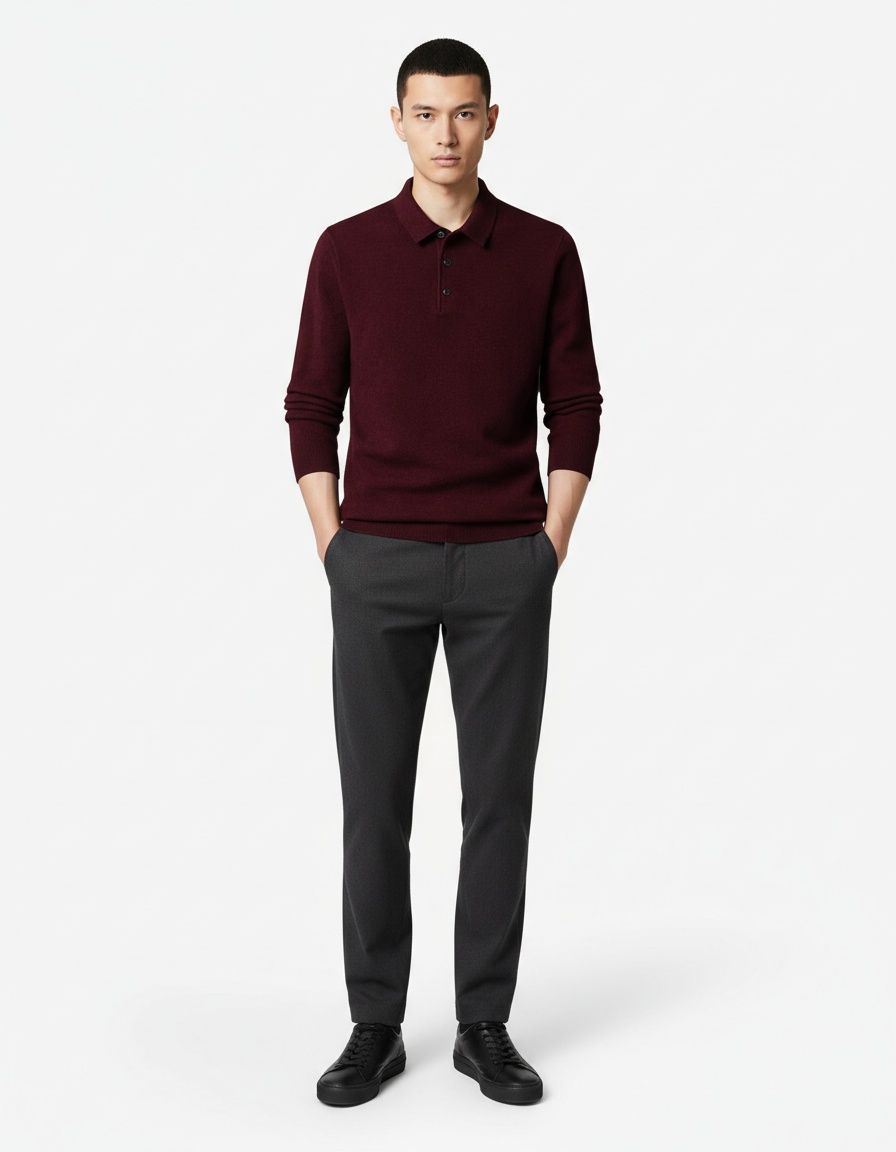 Men's Simple Solid Color Pullover Casual Knit Polo Shirt