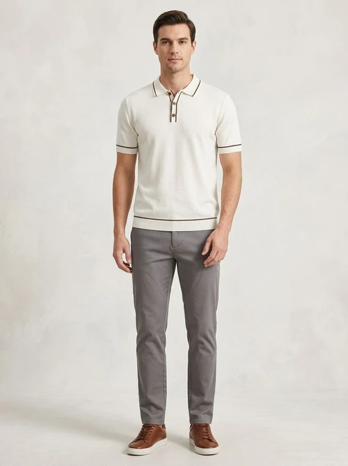 Polo da uomo in maglia - Maniche corte con profili a contrasto