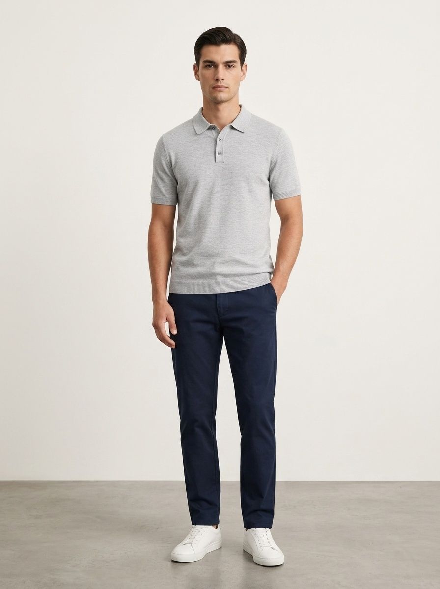 Polo de manga corta de punto para hombre - Informal y transpirable