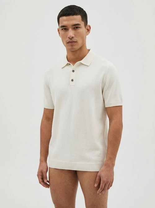 Men's Knitted Short Sleeve Polo Shirt - Casual & Breathable