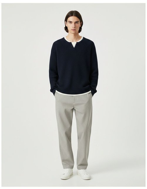 Maglione da uomo 2 in 1 casual in maglia, vestibilità ampia, strato base