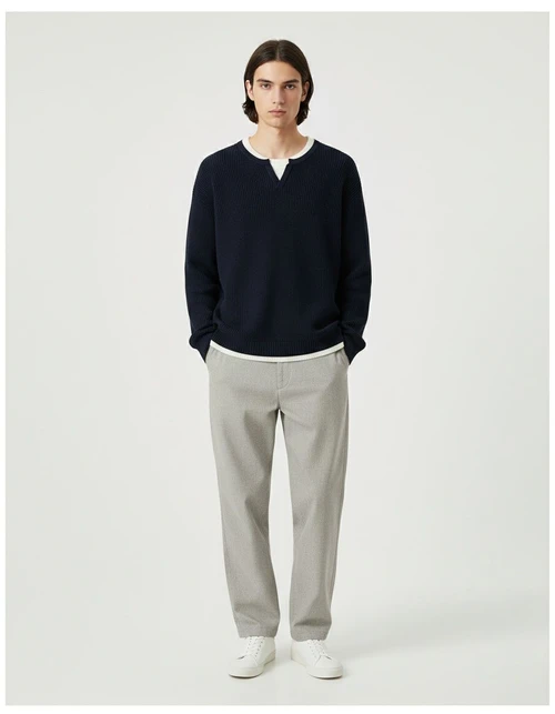 Men's 2-in-1 Casual Knit Sweater Loose Fit Pullover Base Layer