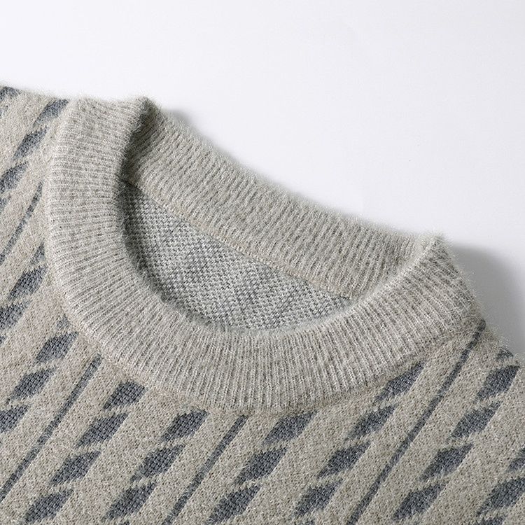 Men's Crewneck Pullover Sweater Long Sleeve Middle-Aged Knit Top