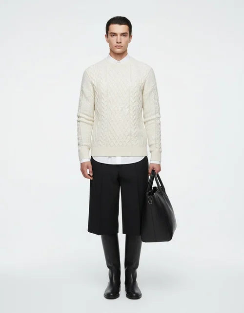 Maglione da uomo a maniche lunghe, tinta unita, in maglia, strato base alla moda