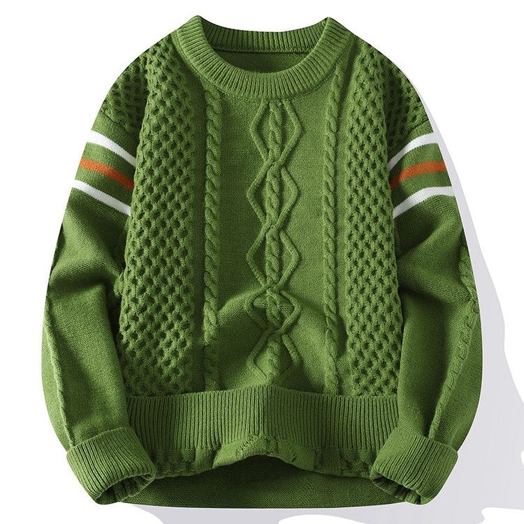 Men's Warm Knit Patchwork Sweater Fashion Casual Knitwear