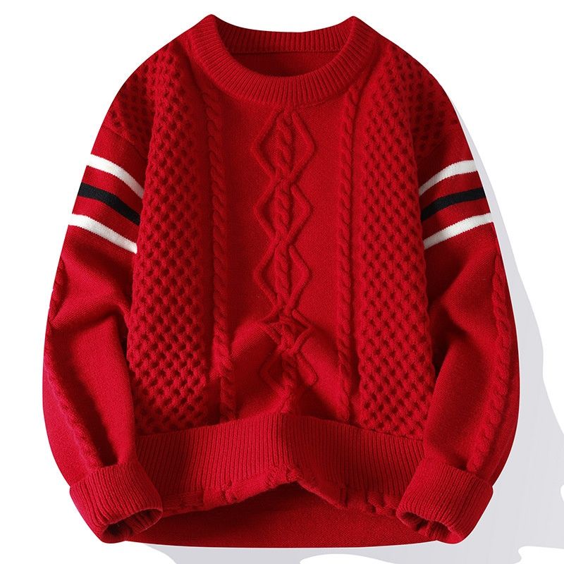 Men's Warm Knit Patchwork Sweater Fashion Casual Knitwear