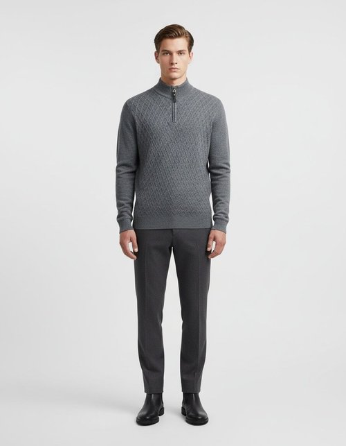 Maglione da uomo con mezza zip, strato base casual