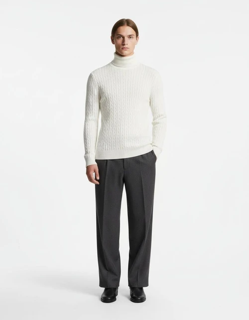 Men's Cable Knit Pullover Slim Fit Casual Sweater