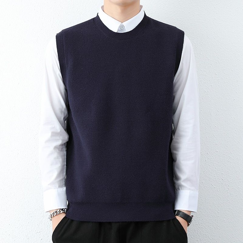 Men's Minimalist Sleeveless Knit Vest Crewneck Casual Sweater Tank