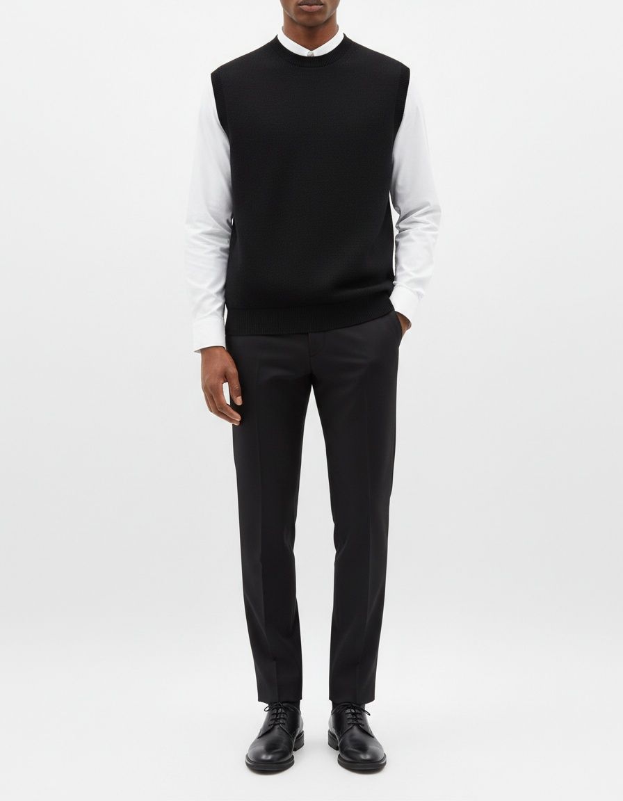 Men's Minimalist Sleeveless Knit Vest Crewneck Casual Sweater Tank