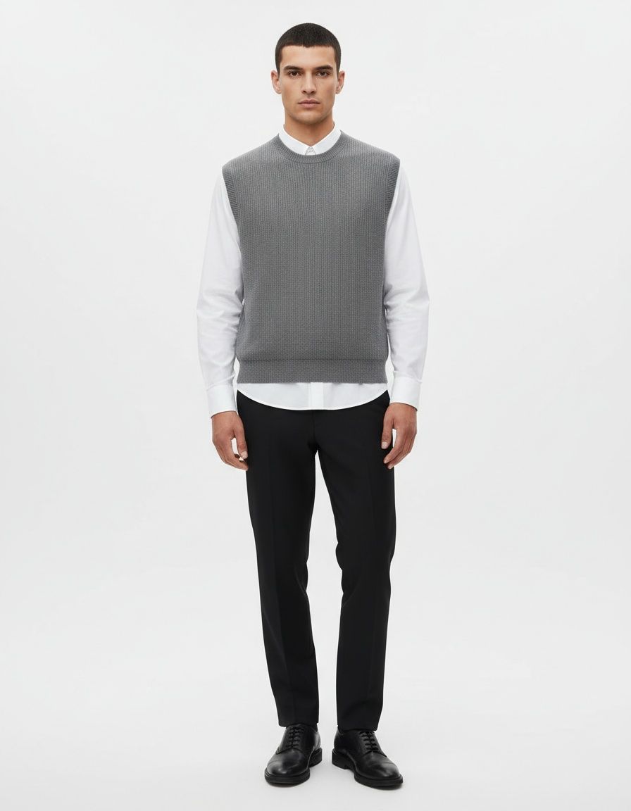 Men's Minimalist Sleeveless Knit Vest Crewneck Casual Sweater Tank