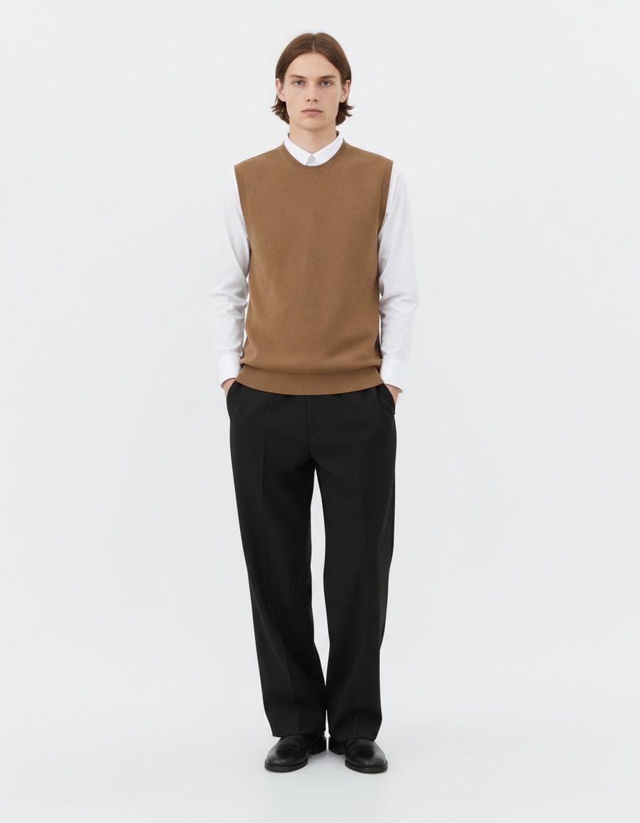 Men's Minimalist Sleeveless Knit Vest Crewneck Casual Sweater Tank