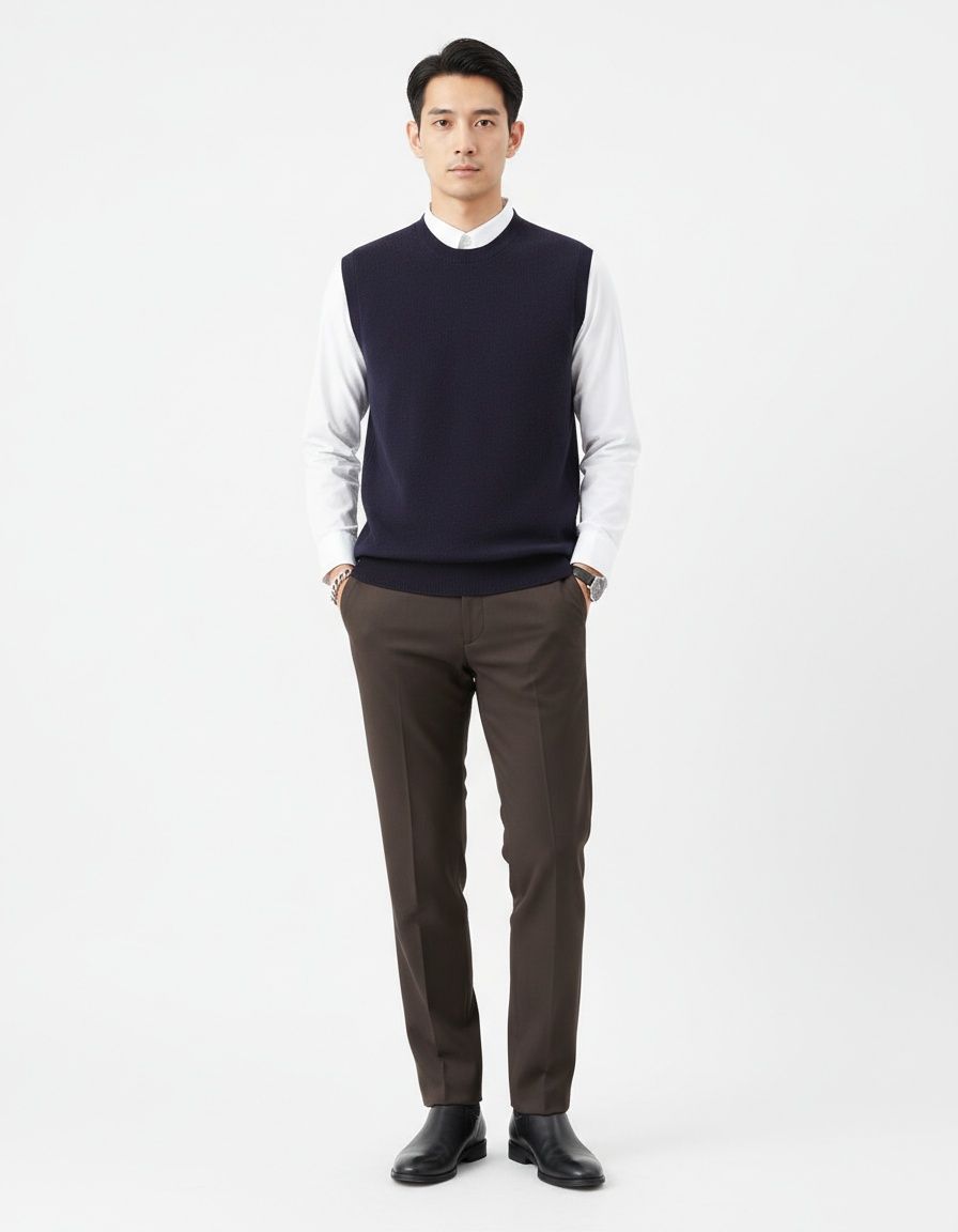 Men's Minimalist Sleeveless Knit Vest Crewneck Casual Sweater Tank