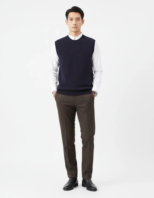 Gilet da uomo minimalista senza maniche in maglia girocollo casual
