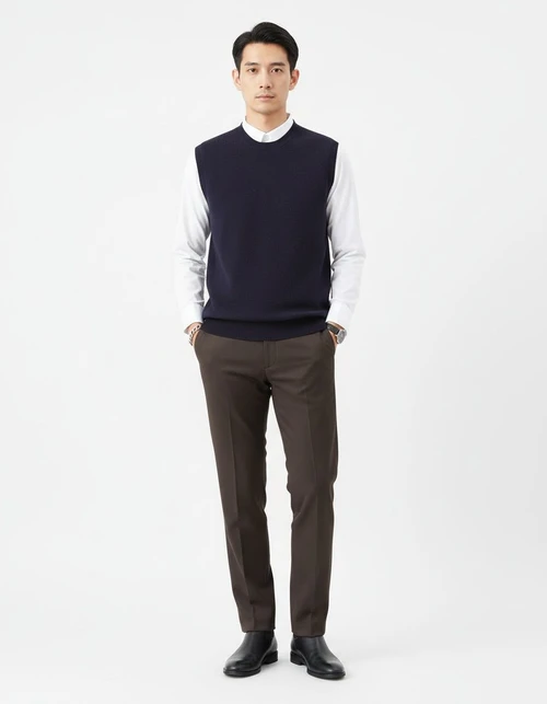 Men's Minimalist Sleeveless Knit Vest Crewneck Casual Sweater Tank