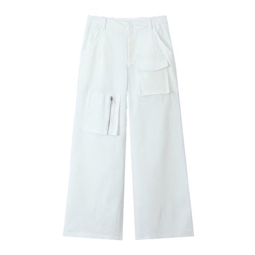 Women's Low Waist Cargo Pants with 3D Pockets KUN-00032