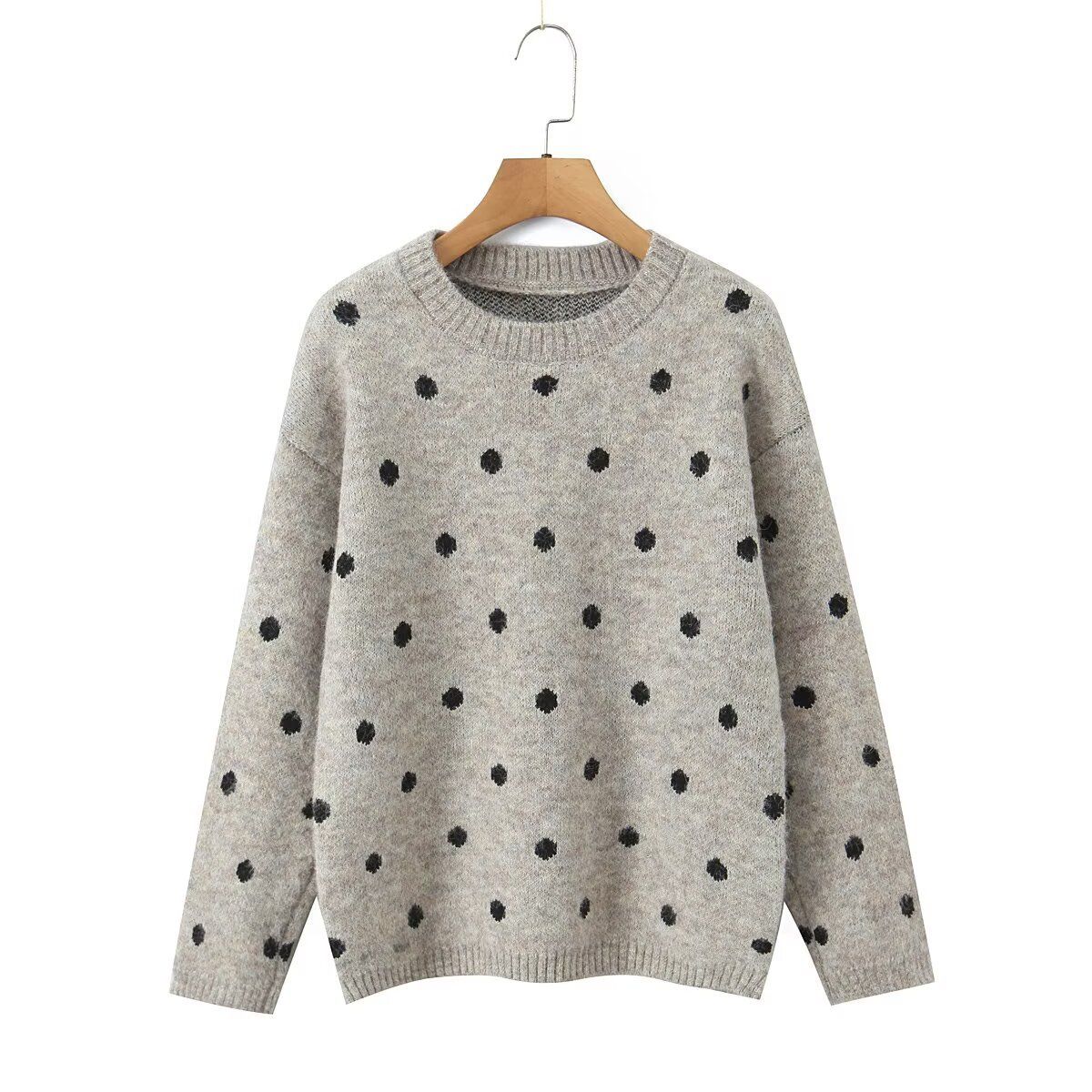 Knit Sweater Polka Dot Stylish Pullover KUN-00004