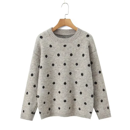 Maglione lavorato a maglia a pois elegante pullover KUN-00004