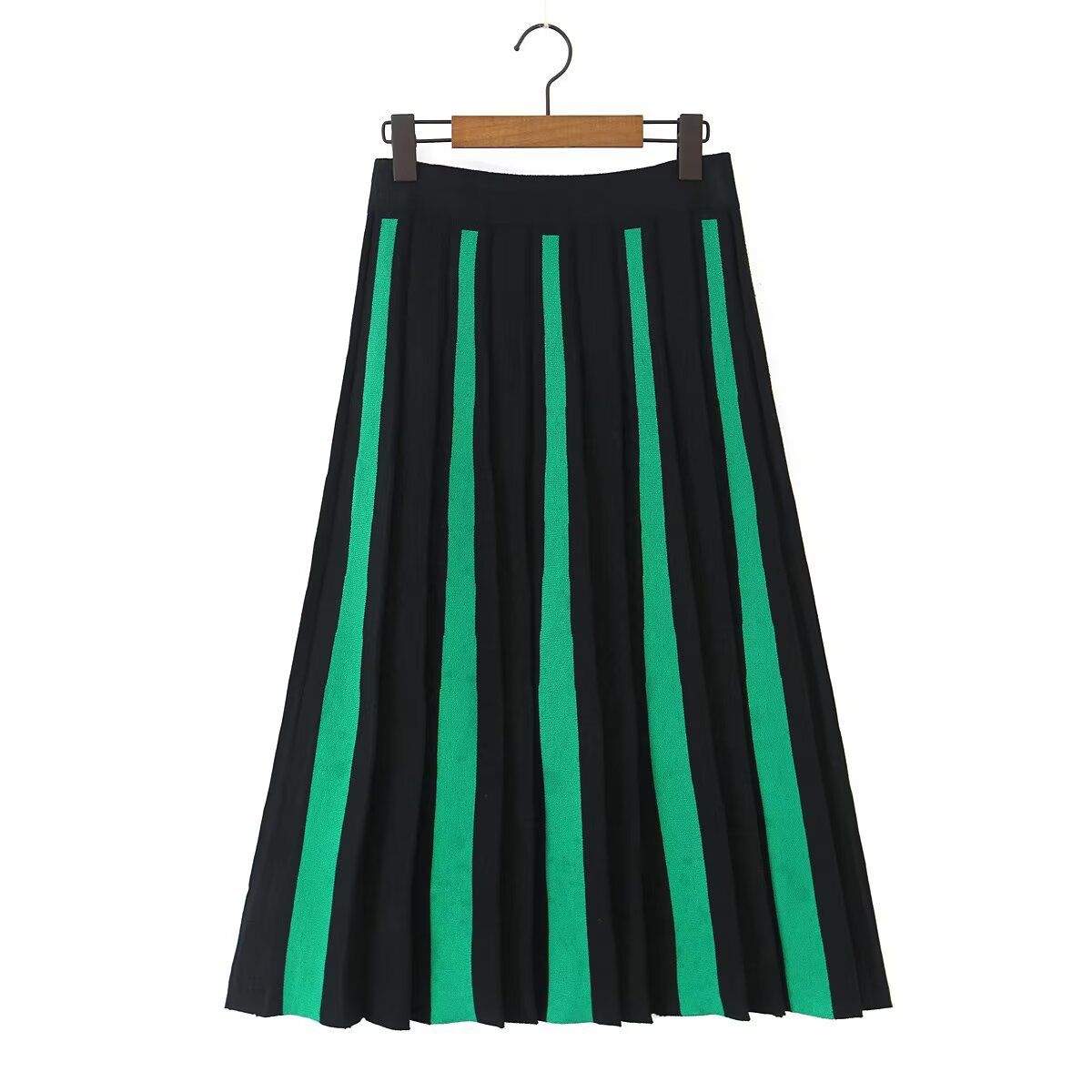 Falda midi de punto a rayas - Estilo europeo KUN-00018