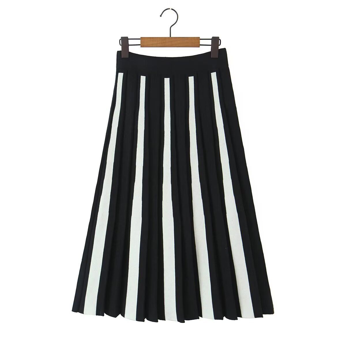 Knit Striped Midi Skirt - European Style KUN-00018