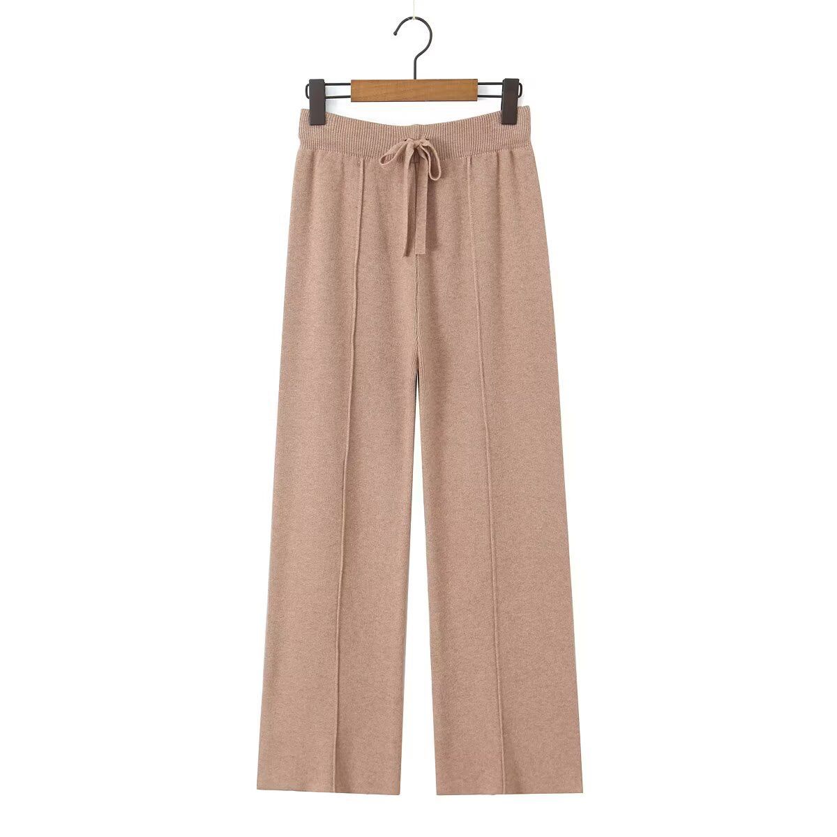 Knit Wide Leg Pants Elastic Waist Casual KUN-00022