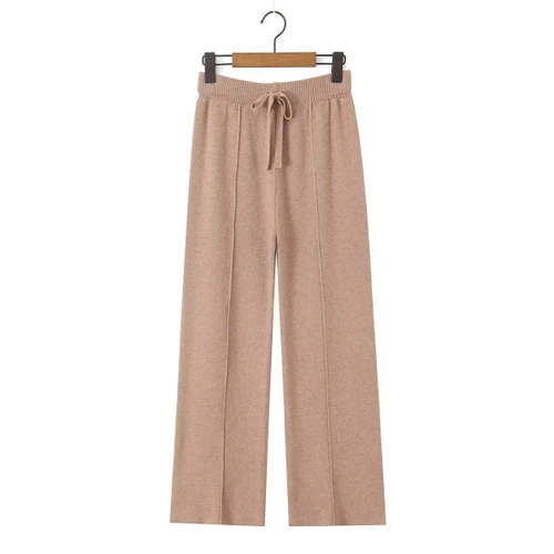 Knit Wide Leg Pants Elastic Waist Casual KUN-00022