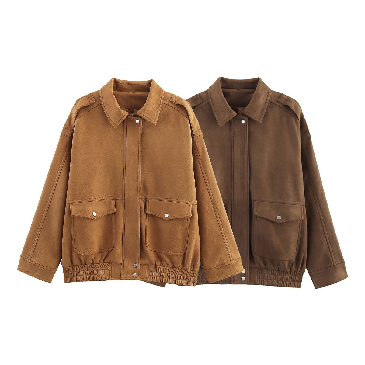 Giacca bomber in pelle scamosciata, vestibilità ampia - Moda donna KUN-00287