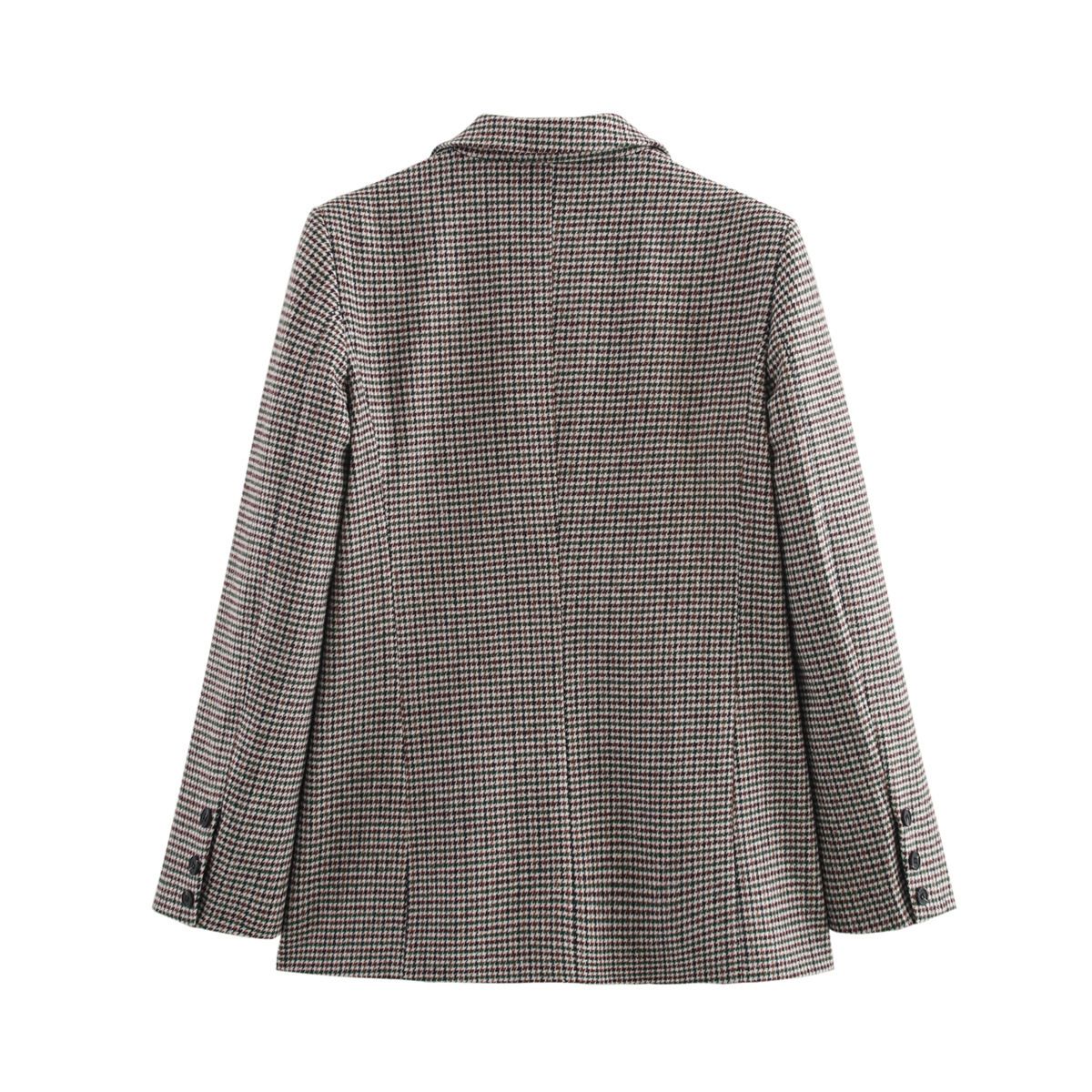 Blazer de pata de gallo, elegante chaqueta de traje informal KUN-00053