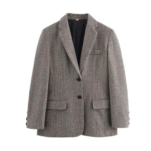 Houndstooth Blazer Chic Casual Suit Jacket KUN-00053