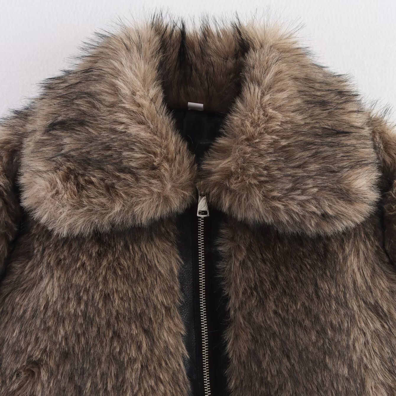 Giacca color block in finta pelliccia di montone - Capospalla casual di tendenza KUN-00085