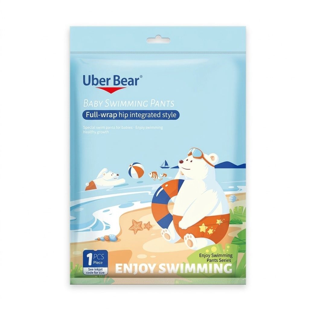 Pañales de natación reutilizables Uber Bear para bebés, con cintura elástica de 360° y a prueba de fugas (paquete de 4).