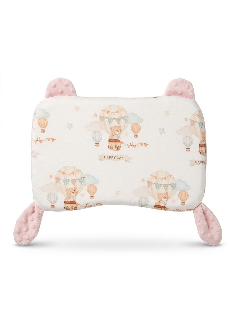 Almohada ergonómica de soporte para el cuello del bebé, almohada lavable con núcleo de gel de silicona orgánica para bebés.