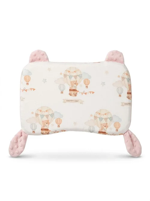 Almohada ergonómica de soporte para el cuello del bebé, almohada lavable con núcleo de gel de silicona orgánica para bebés.