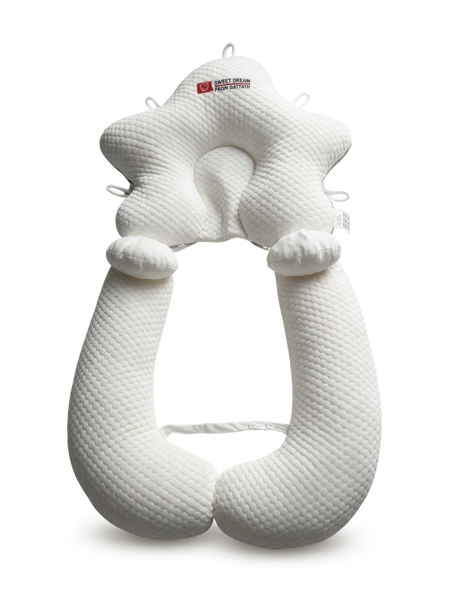 Almohada calmante anti-sobresaltos para recién nacidos, brazo relajante desmontable y almohadilla ergonómica para moldear la cabeza.