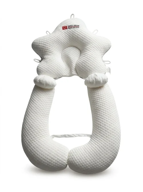 Almohada calmante anti-sobresaltos para recién nacidos, brazo relajante desmontable y almohadilla ergonómica para moldear la cabeza.