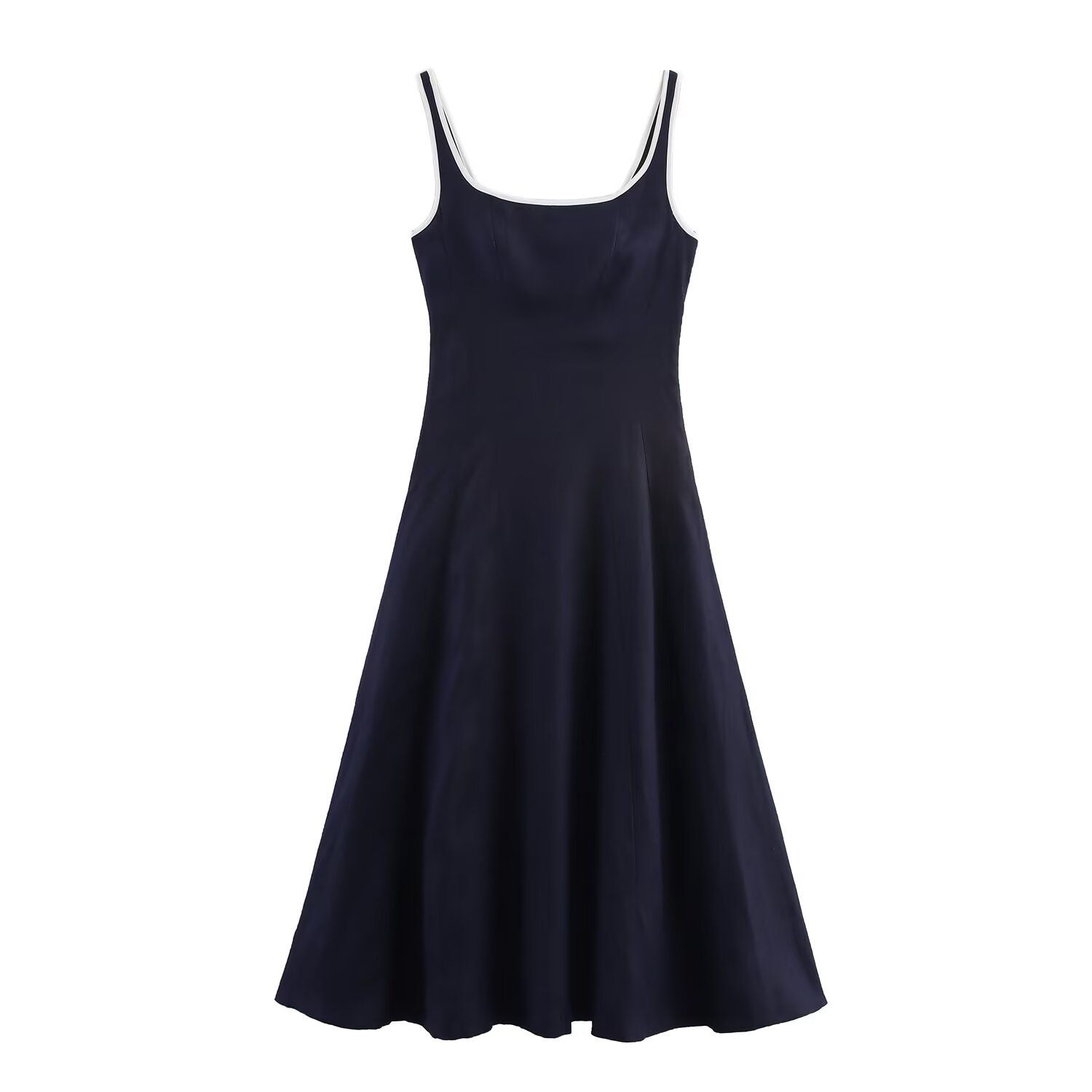 Midi Dress Color Block Trim Fashion KUN-00062