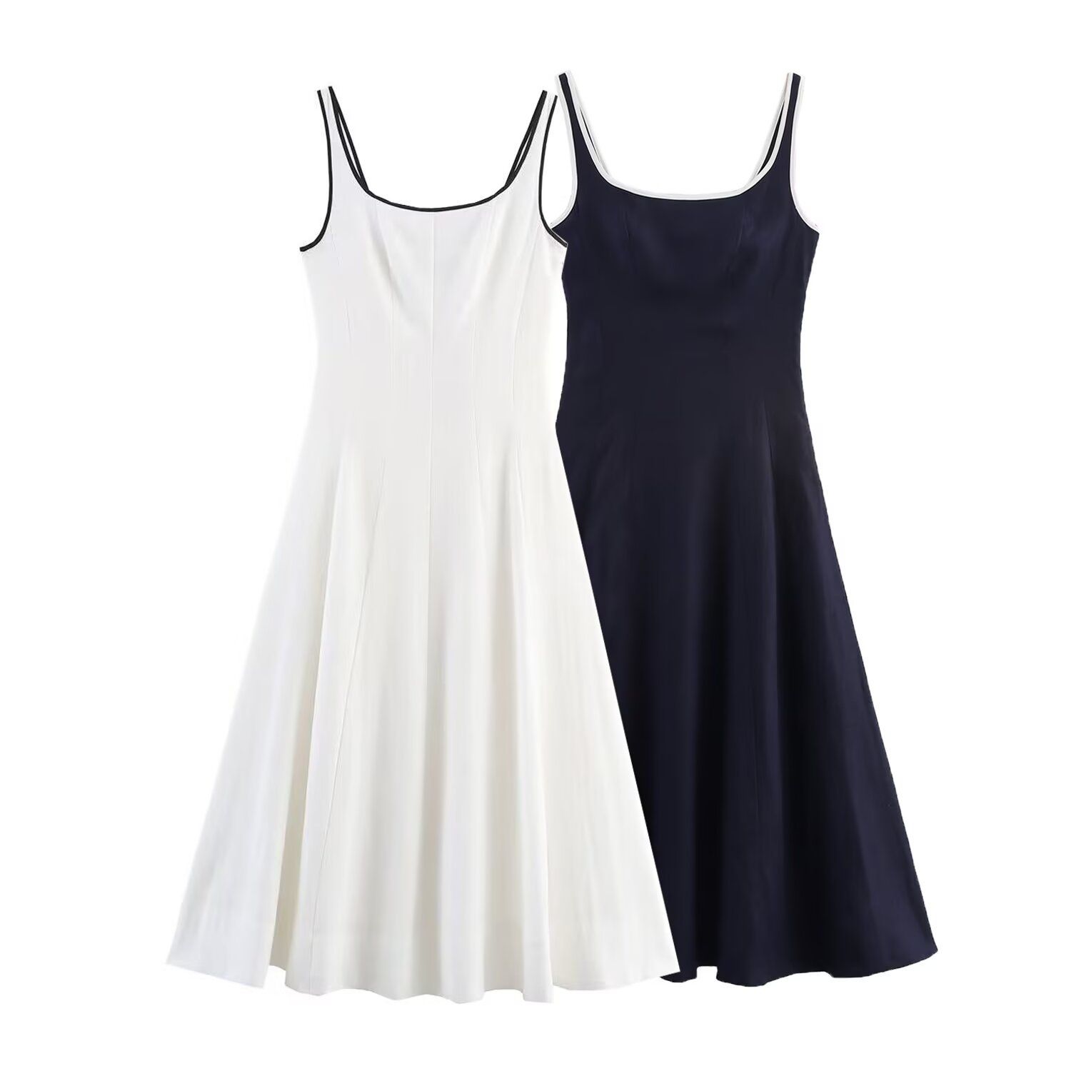 Midi Dress Color Block Trim Fashion KUN-00062